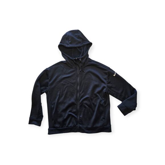 Nike Hoodie Women Medium Black Embroidered Check Swoosh Full Zip Jacket - Picture 1 of 6